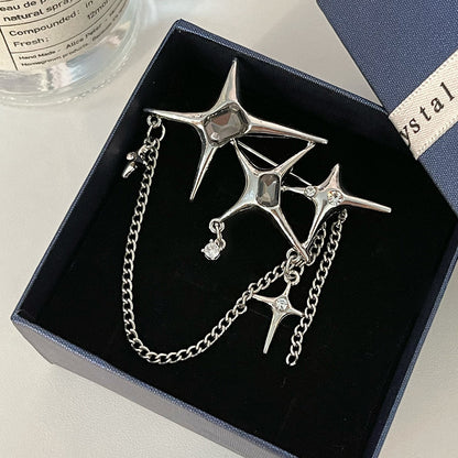 Four Eight-pointed Stars Zircon Chain Brooch For Women 0bf12f53 4355 46f1 a563 77d36455619c