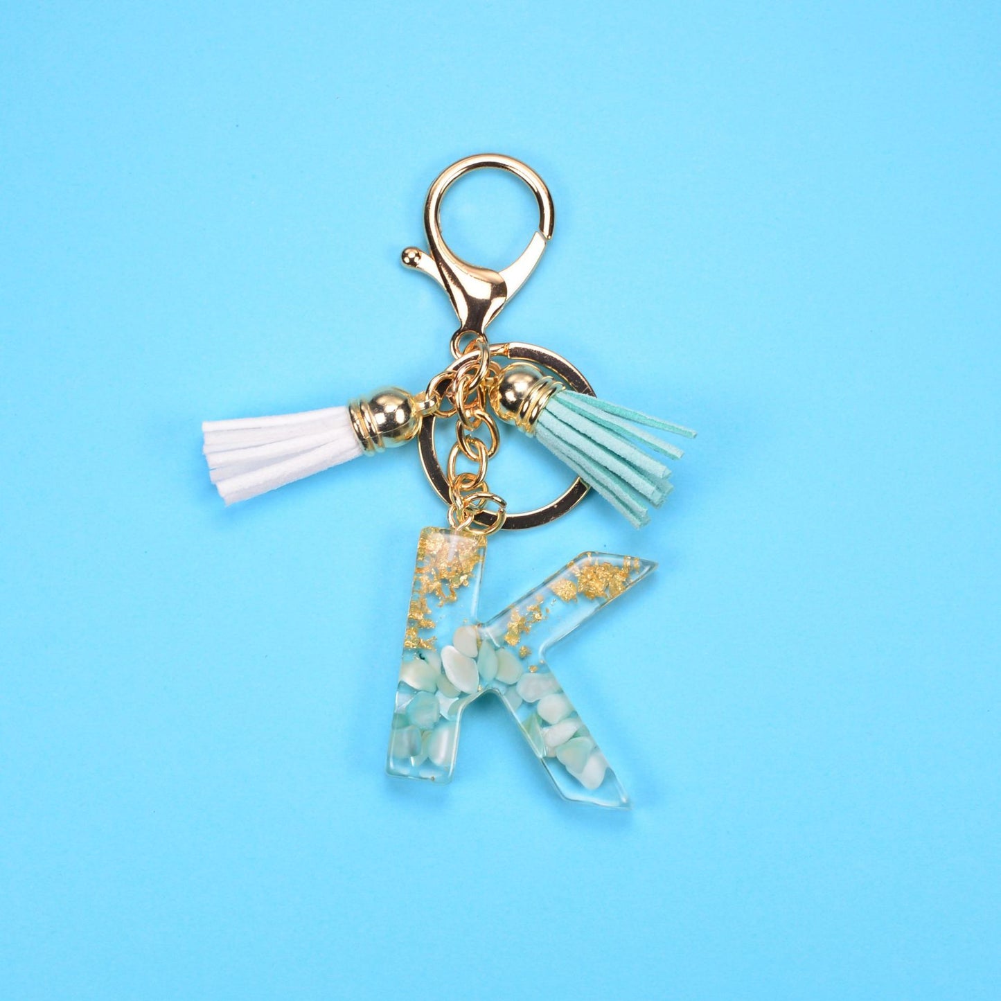 English Alphabet Keychain Tassel Pendant Stone Gold Foil Resin Key 0c09668f c770 4219 83b0 7225801f9959