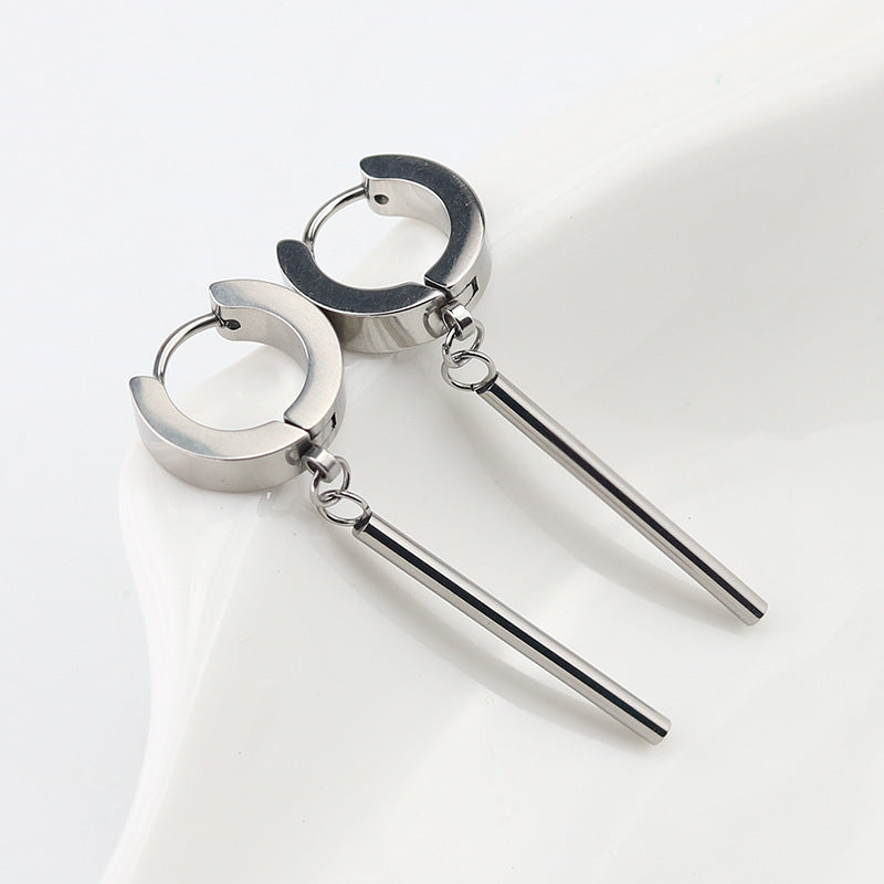 Hip Hop Round Bar Pendant European And American Stainless Steel Earring Ear Clip 0c1d6f64 bfcc 42e6 9122 84b5ec734cad
