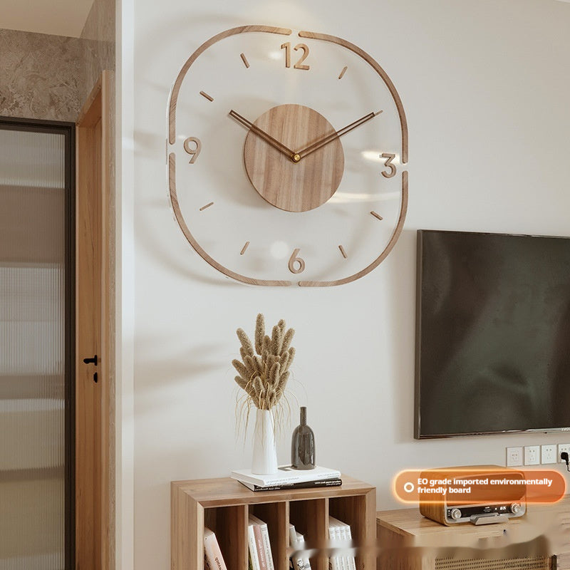 Creative Transparent Wooden Frame Wall Clock - 图片 7