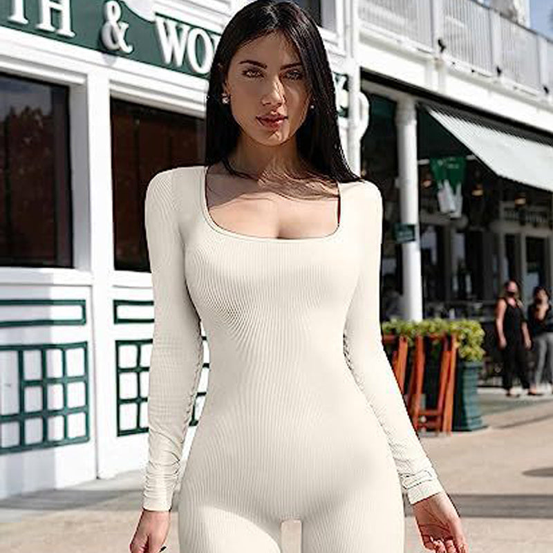 Women's Yoga Sports Fitness Jumpsuit Workout Long Sleeve Square Collar Clothing 0c3a122a cbd7 4e1a 9b81 7b9e5ccee655