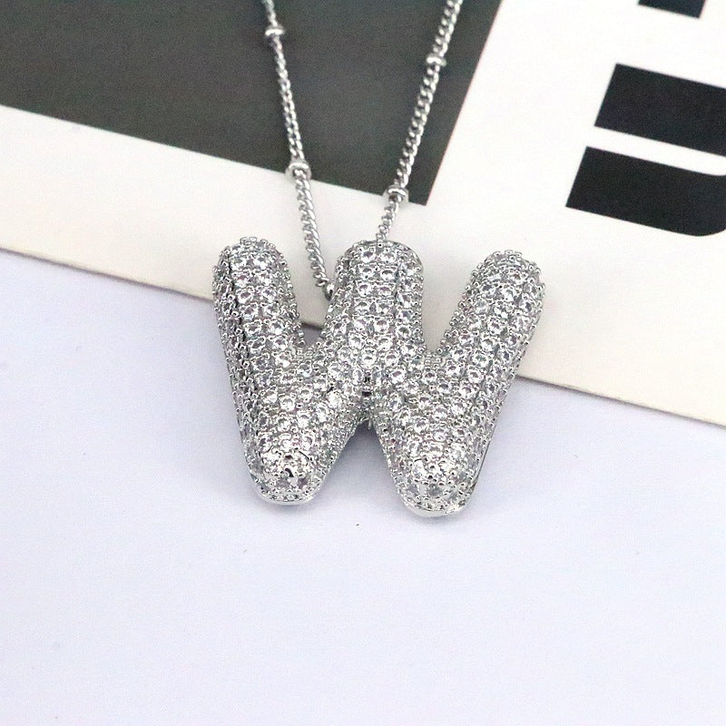 Brass Zircon Bubble Balloon Letter Pendant Necklace For Women 0c3f178e 64ca 45ac b7db 8145b3336554