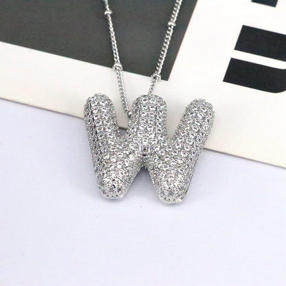 Brass Zircon Bubble Balloon Letter Pendant Necklace For Women 0c3f178e 64ca 45ac b7db 8145b3336554