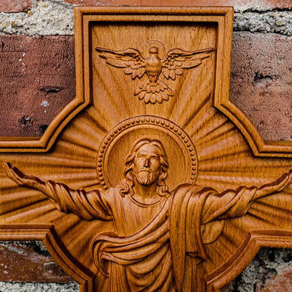 Handicrafts Ascending Wooden Cross Home Church Wood Carving 0c451c92 9bbd 4f55 a80b 1007a7ae6660