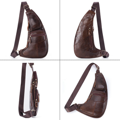 Genuine Leather Men's Crescent Chest Bag First Layer Cowhide 0c671b28 92a4 4896 a019 c6069e50f8b8