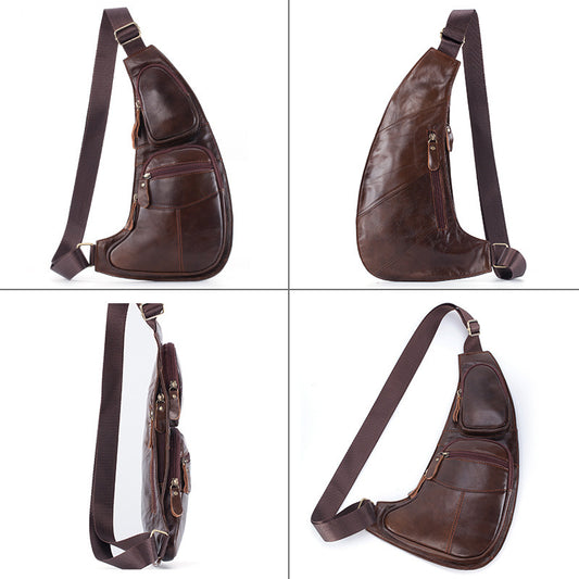 Genuine Leather Men's Crescent Chest Bag First Layer Cowhide 0c671b28 92a4 4896 a019 c6069e50f8b8