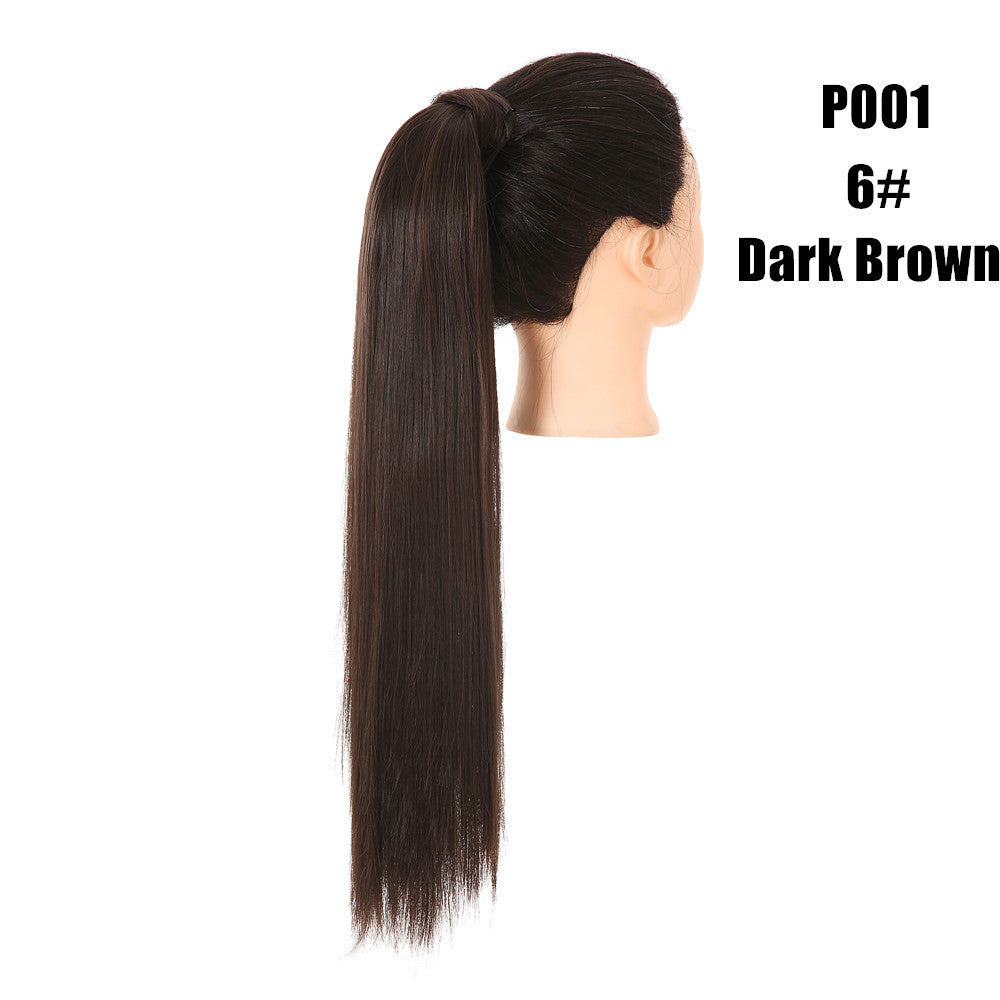 Long Straight Hair Ponytail High Temperature Matte Silk Velcro Winding Wig 0cae899a dc81 4746 bd25 7230ecf8836b
