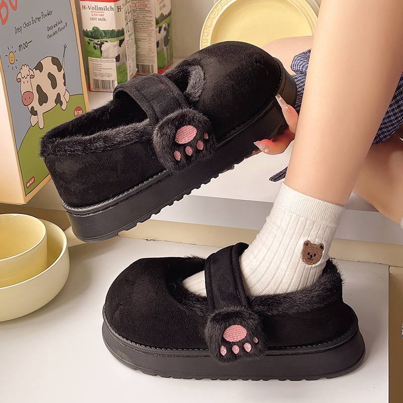 Women's Cotton-padded Shoes Cute Cartoon Cat's Paw Velcro Plush Shoes 0cda94fd 3dea 4628 b8a5 449a414196f0
