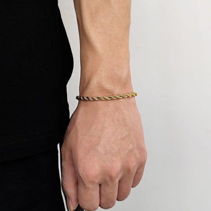 Fashion 18K Gold Button Chain Stainless Steel Twist Bracelet For Men 0ceabce1 09ad 44fa 9556 131b30064e55