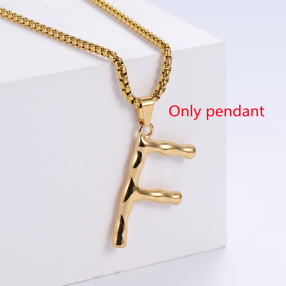 Three-dimensional 26 English Letter Pendant Necklace Fashion Jewelry Titanium Steel Couple Ornament 0d1dbce7 3c4a 495f 9547 e