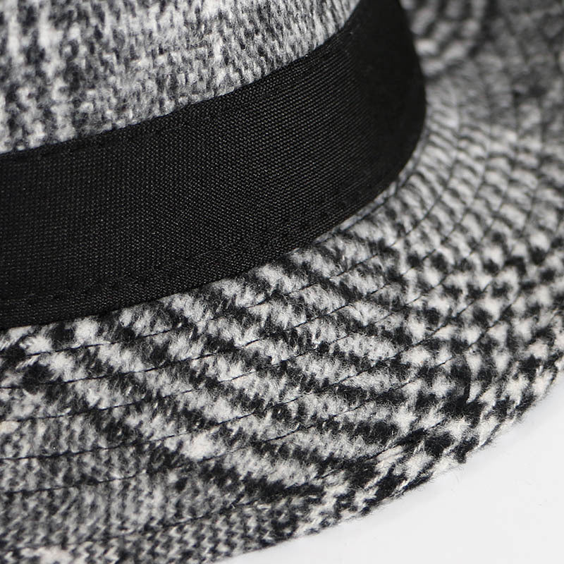 Autumn And Winter New Woolen Cloth Men's Top Hat Men's British Retro Fashion Plaid Fedora Hat 0d27dc92 24ff 4794 8416 17e0781