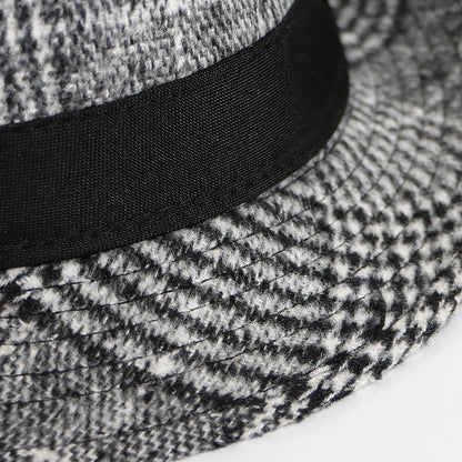 Autumn And Winter New Woolen Cloth Men's Top Hat Men's British Retro Fashion Plaid Fedora Hat 0d27dc92 24ff 4794 8416 17e0781