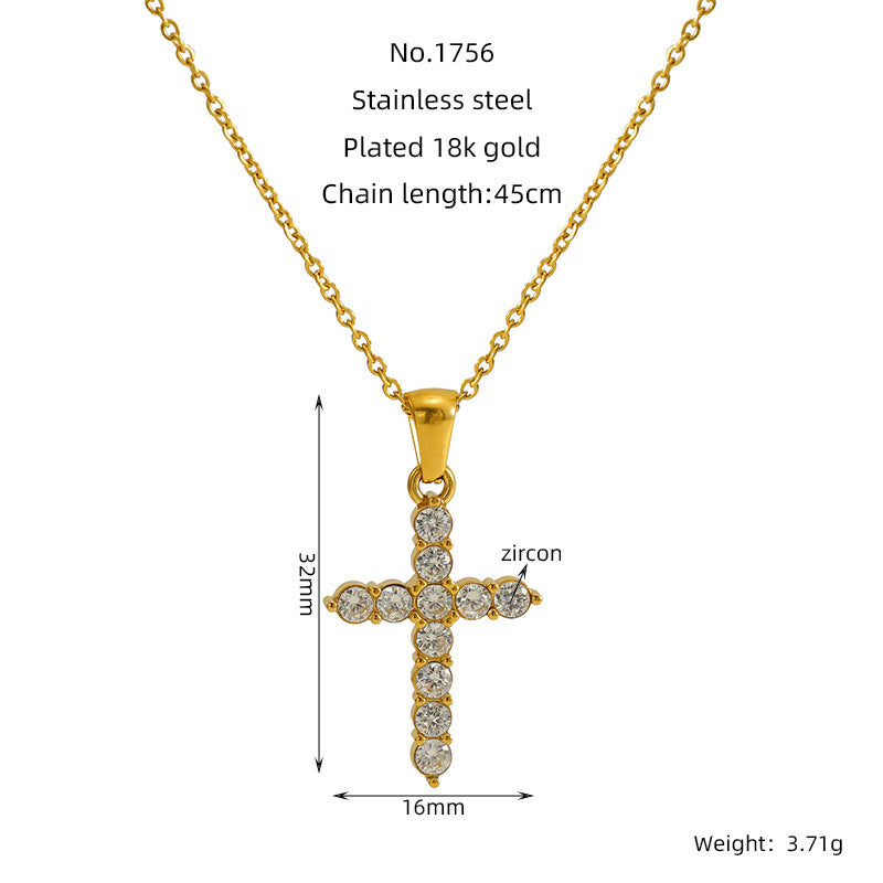 Ins Style Vintage Cross Zircon Necklace 0d79c8f9 c121 4b9d 97f2 2d69a9575734