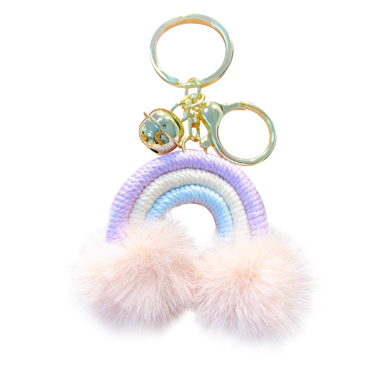 Woven Rainbow A Little Cloud Fur Ball Car Key Ring 0d983595 e84e 407f 94a5 3cb1fc0fa84b