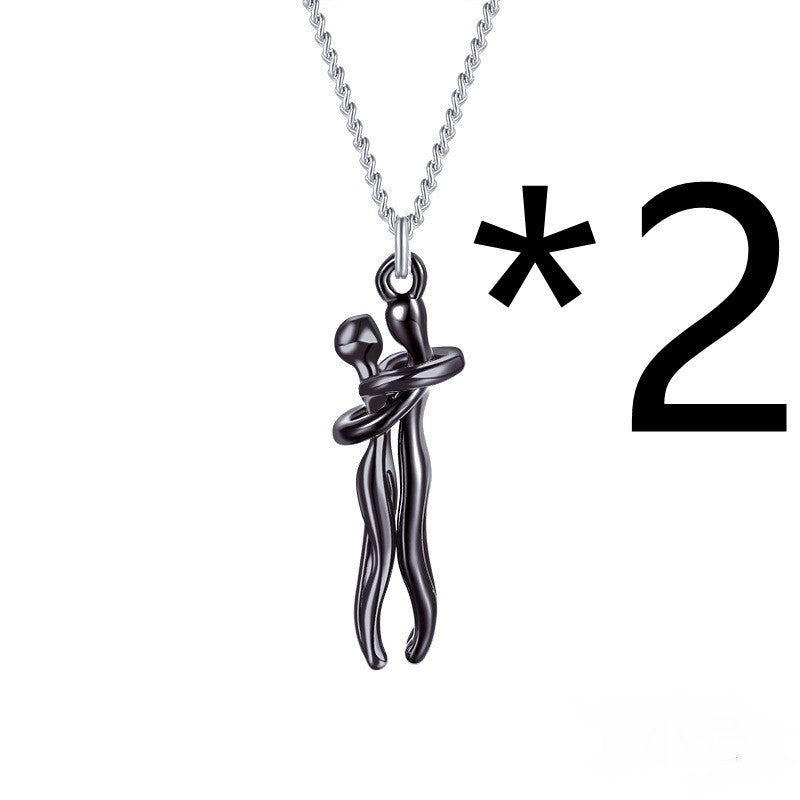 Hot Sale Affectionate Hug Necklace Couples Anniversary Valentine's Day  Gift Fashion Punk Street Style Pendant Necklace 0d997