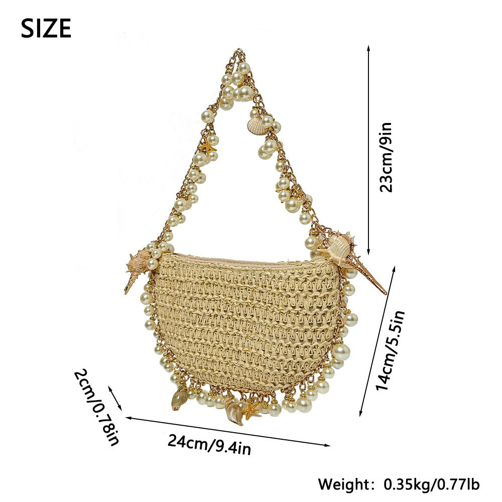 Summer Seaside Holiday Pearl Conch Straw Bag 0da772f6 46d9 4a7c 93b2 629c5b12ba75