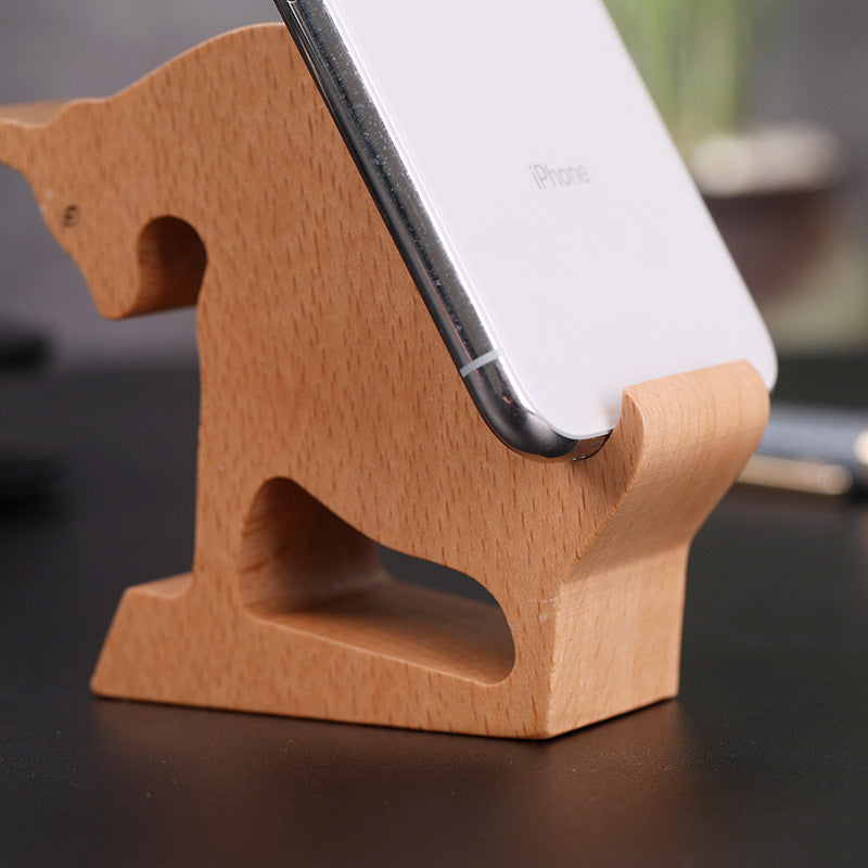 Creative  Mobile Phone Toma Back With Coin Beech Wood Lazy Phone Holder Custom Lettering - 图片 23