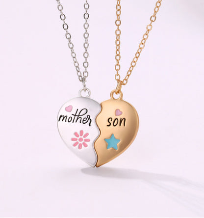 2PCS Set Jewelry Mother Daughter Necklace Matching Heart Magnetic Pendant Fashion Gifts For Mother's Day - HD Wireless Product #7
