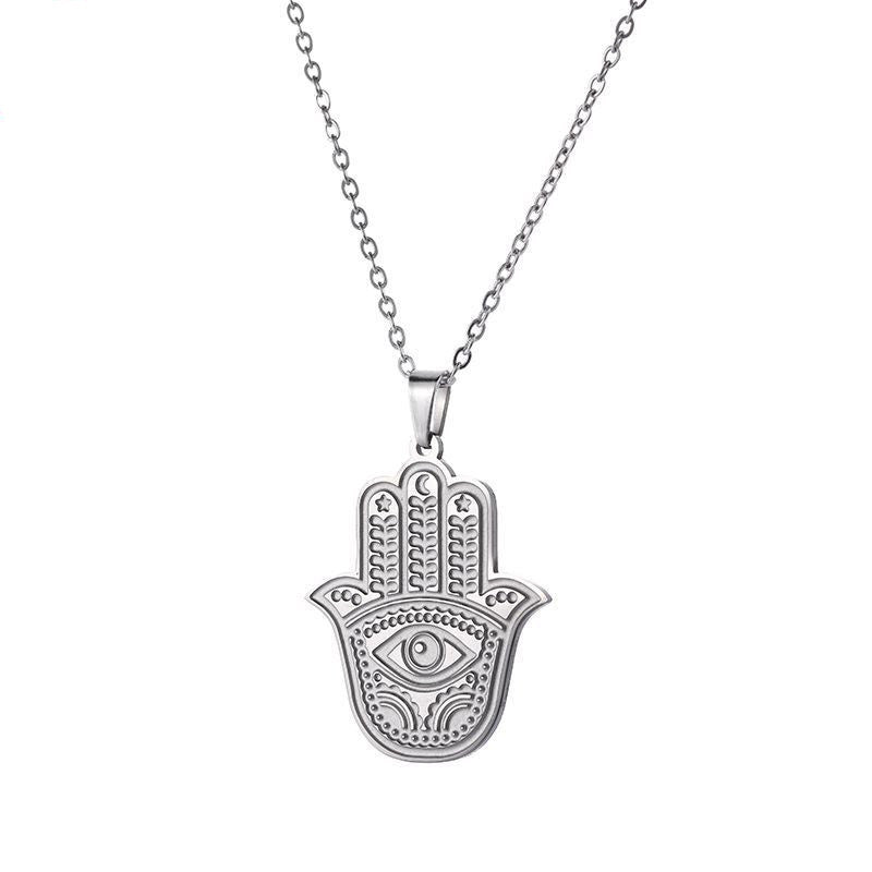Vintage Palm Evil Eye Necklace Stainless Steel Pendant 0e173644 f8c1 4cbd 9c18 866daf253cfe