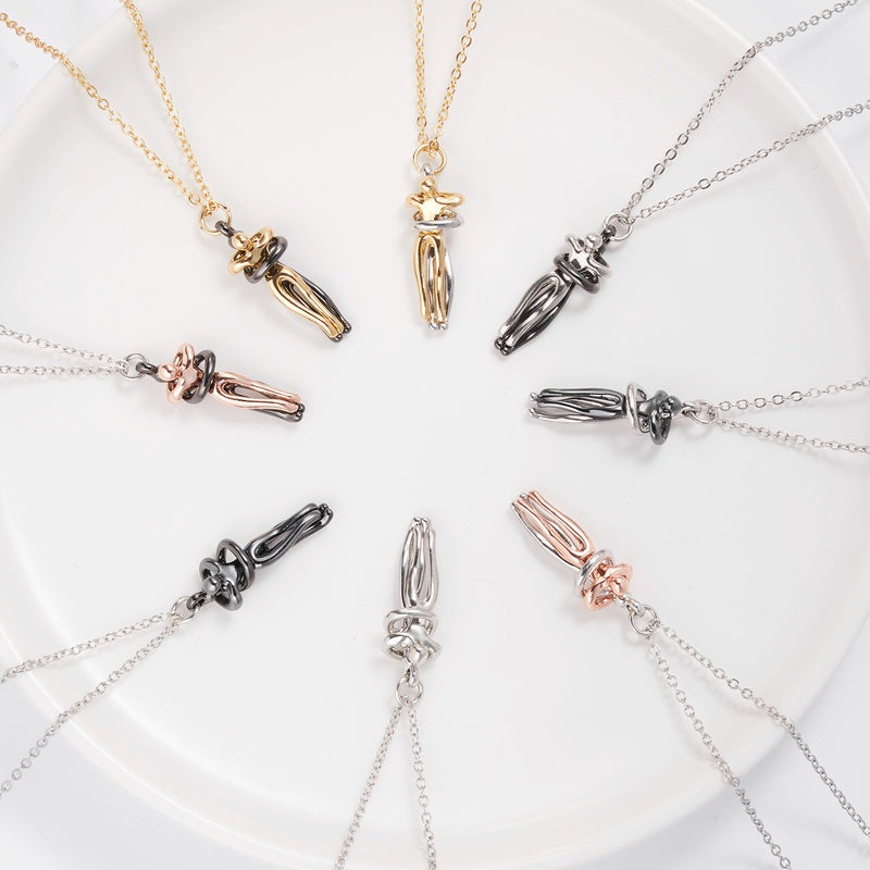 Hot Sale Affectionate Hug Necklace Couples Anniversary Valentine's Day  Gift Fashion Punk Street Style Pendant Necklace 0e184