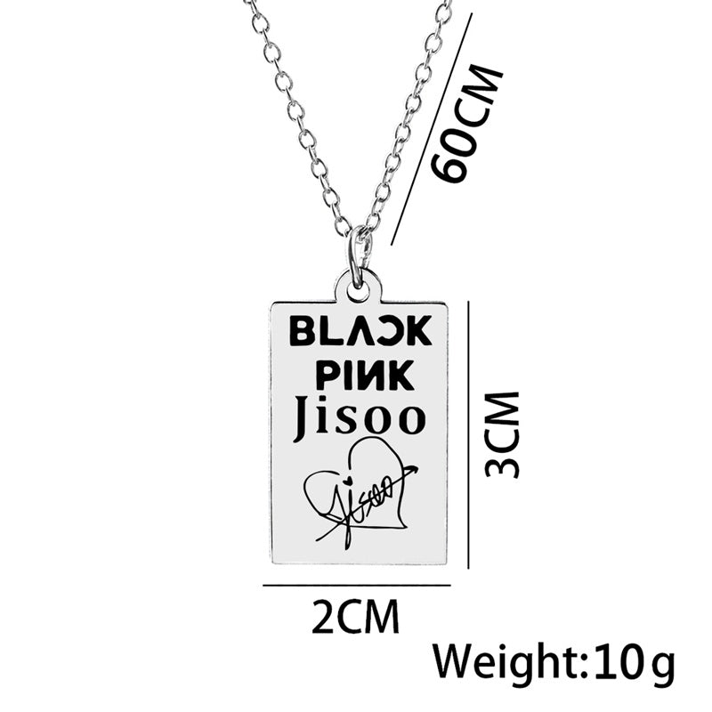 KPOP Jisoo Lisa Jennie Rose Signature ID Pendant Necklace 0e4d732e b9a7 4983 b550 12aa97bf2a15