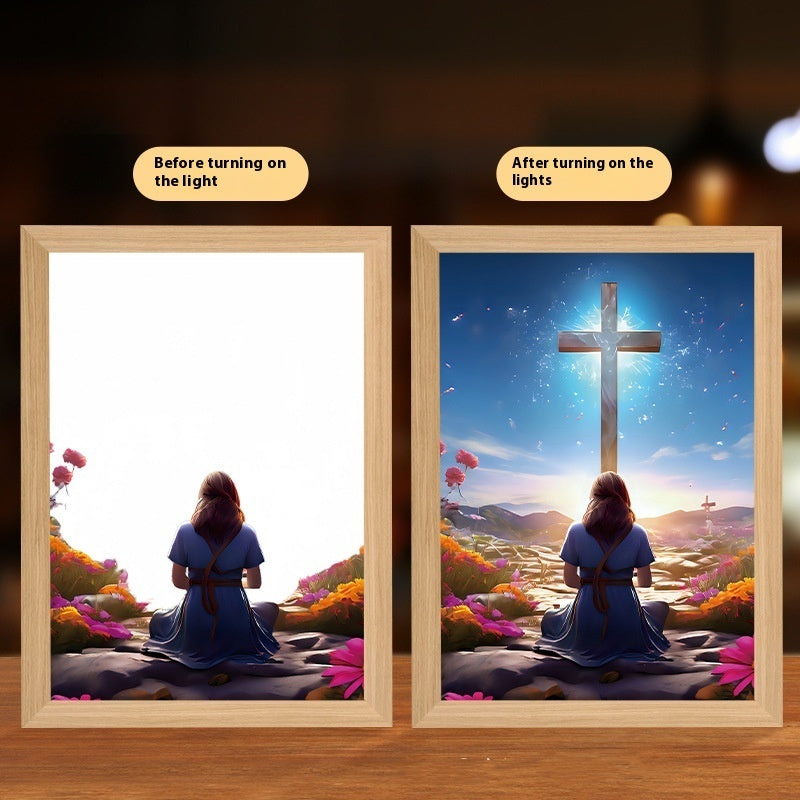 Jesus LED Light Painting Home Decoration Light Painting Photo Frame Led Night Light Room Decor Christmas Gifts Moon Lamp 0e4f