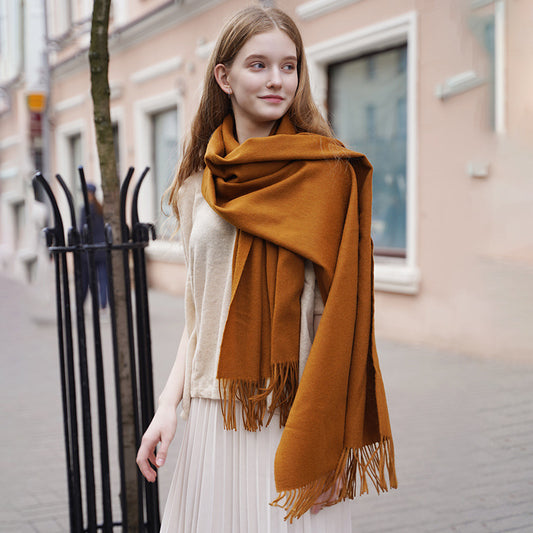 New Solid Color Wool Long Beard Warm Tassel Scarf Thick 0eab8a93 bc04 4184 837c b6733a9b2fda