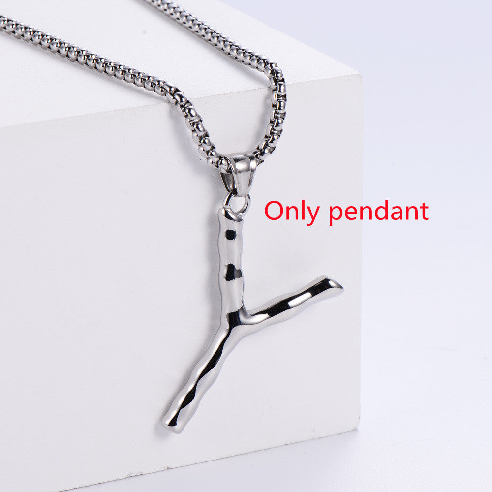 Three-dimensional 26 English Letter Pendant Necklace Fashion Jewelry Titanium Steel Couple Ornament 0eac61e9 b02e 4afa 8694 5
