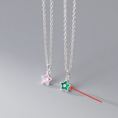 S925 Sterling Silver Diamond Five-pointed Star Necklace Ins Style Design Temperament Neck Jewelry Women 0eb960da 1468 4f50 84