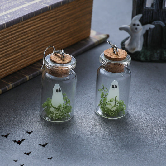 Halloween Style Luminous Ghost Drift Bottle Necklace Earrings 0eba0733 3190 4e2b 9f92 3cd1d5c05afd