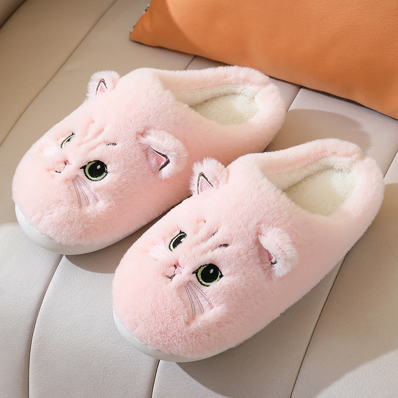 Cute Cat Plush Slippers Winter Warm Floor Bedroom Home Slippers For Couple Non-slip House Shoes Women Men 0ef7f325 29b8 4c9e 