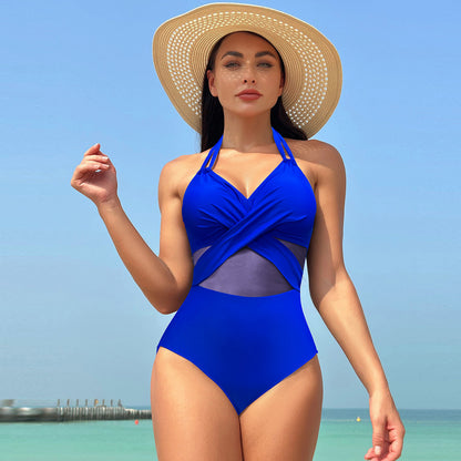 One-piece Swimsuit Women's Pure Color Mesh Bikini Swimsuit 0ef9e3a9 a2ae 4467 b79e a618916d1b97