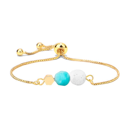 14K Gold Plated Color Preserving Box Chain Tiger Eye Volcanic Stone Yoga Bracelet - HD Wireless Product #4