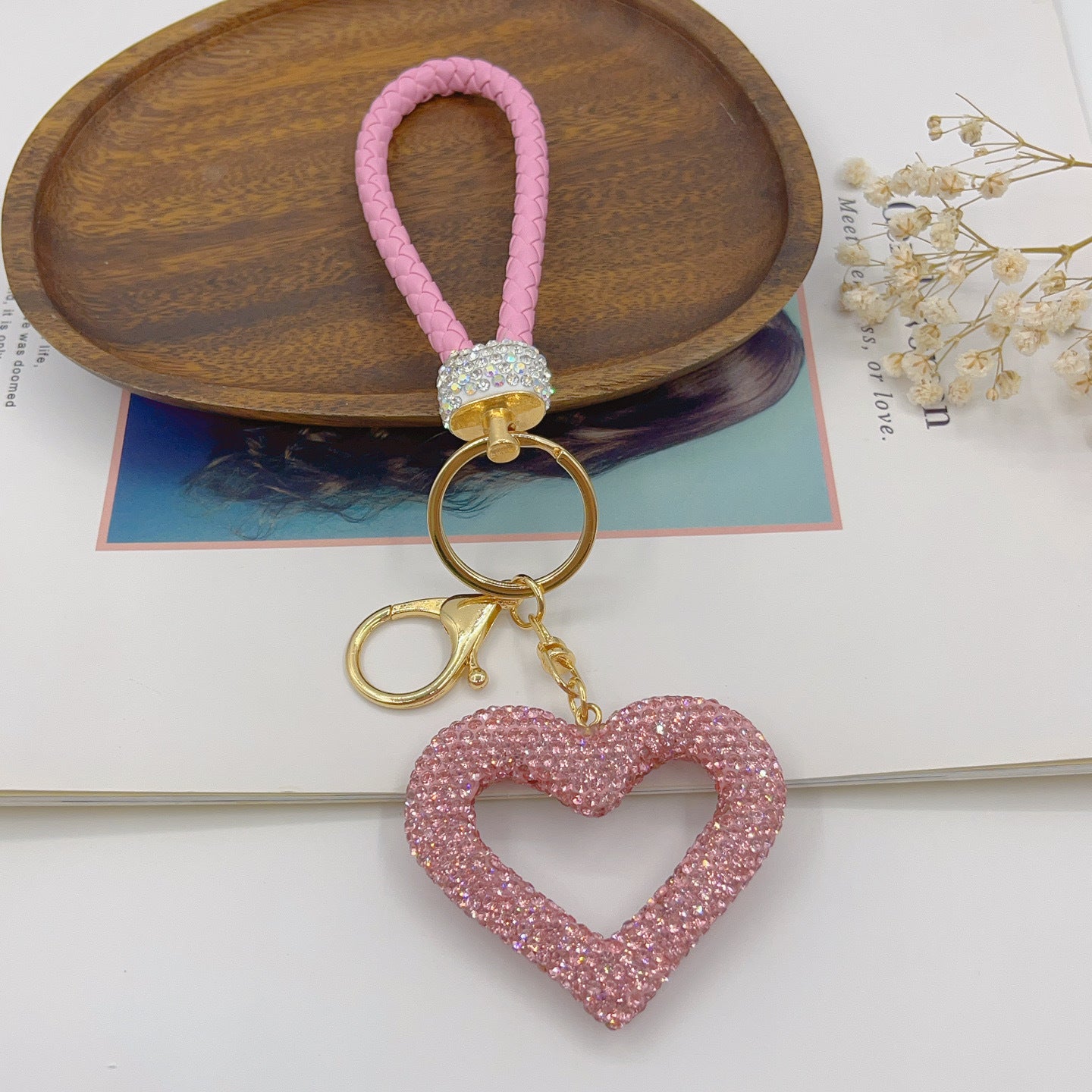 Polymer Clay Leather Rope Hollow Heart Keychain Cute High-end Bags Pendant Finished DIY Creative Small Pendant Wholesale 0f16