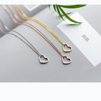 S925 Silver Women's Fashion Sweet Simple Hollow Heart Necklace 0f236a9c e6b2 4631 90f4 65898272a7c5