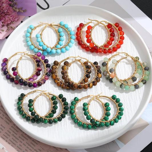 Natural Stone Stainless Steel Winding Earrings 0f38a5b9 5bf8 436b b00a bab4bba3635d