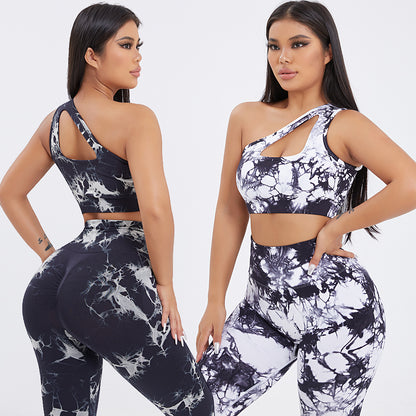 Women's One-shoulder Seamless Tie-dye Yoga Clothes Fitness Suit 0f3a7c0d c06e 42e8 a726 aa8a421e111e