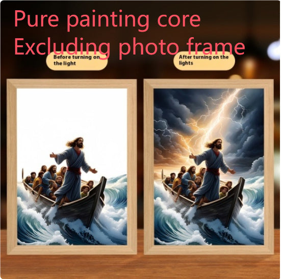 Jesus LED Light Painting Home Decoration Light Painting Photo Frame Led Night Light Room Decor Christmas Gifts Moon Lamp 0f4c