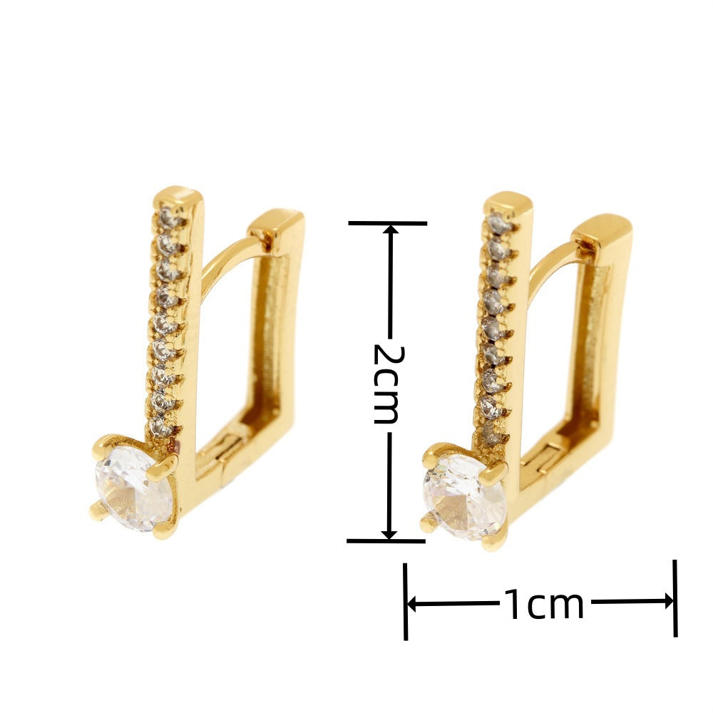 Exquisite Geometric Square Zircon Earrings Temperament Entry Lux