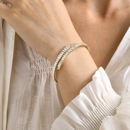 Women's Fashion Simple Square Zircon Stainless Steel Bracelet 0f7f5bc6 1f6d 4b38 b9b7 e1abeb922e45