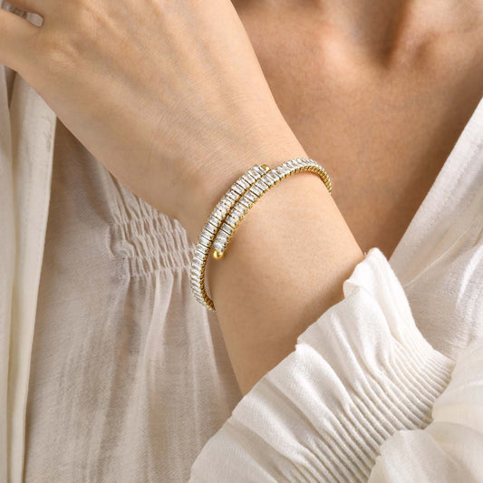 Women's Fashion Simple Square Zircon Stainless Steel Bracelet 0f7f5bc6 1f6d 4b38 b9b7 e1abeb922e45