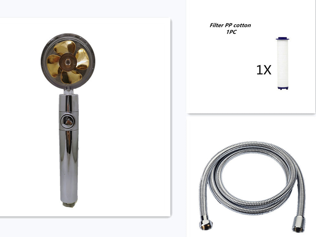 Propeller Driven Shower Head With Stop Button And Cotton Filter Turbocharged High Pressure Handheld Shower Nozzle 0f8cc00e 74