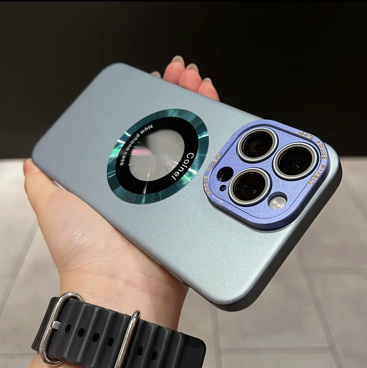 Metal Lens Frame Frosted Phone Case - 图片 12