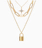 Cross-Border Jewelry New Alloy Clavicle Chain Personality Multi-Layer Eight-Pointed Star Lock Pendant Multi-Layer Necklace Wo