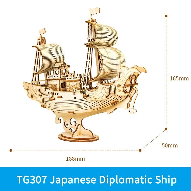 Robotime Boat & Ship Model 3D Wooden Puzzle Games Toys Assembly Kit For Children Kids Girls Birthday Christmas Gift Dropshipp