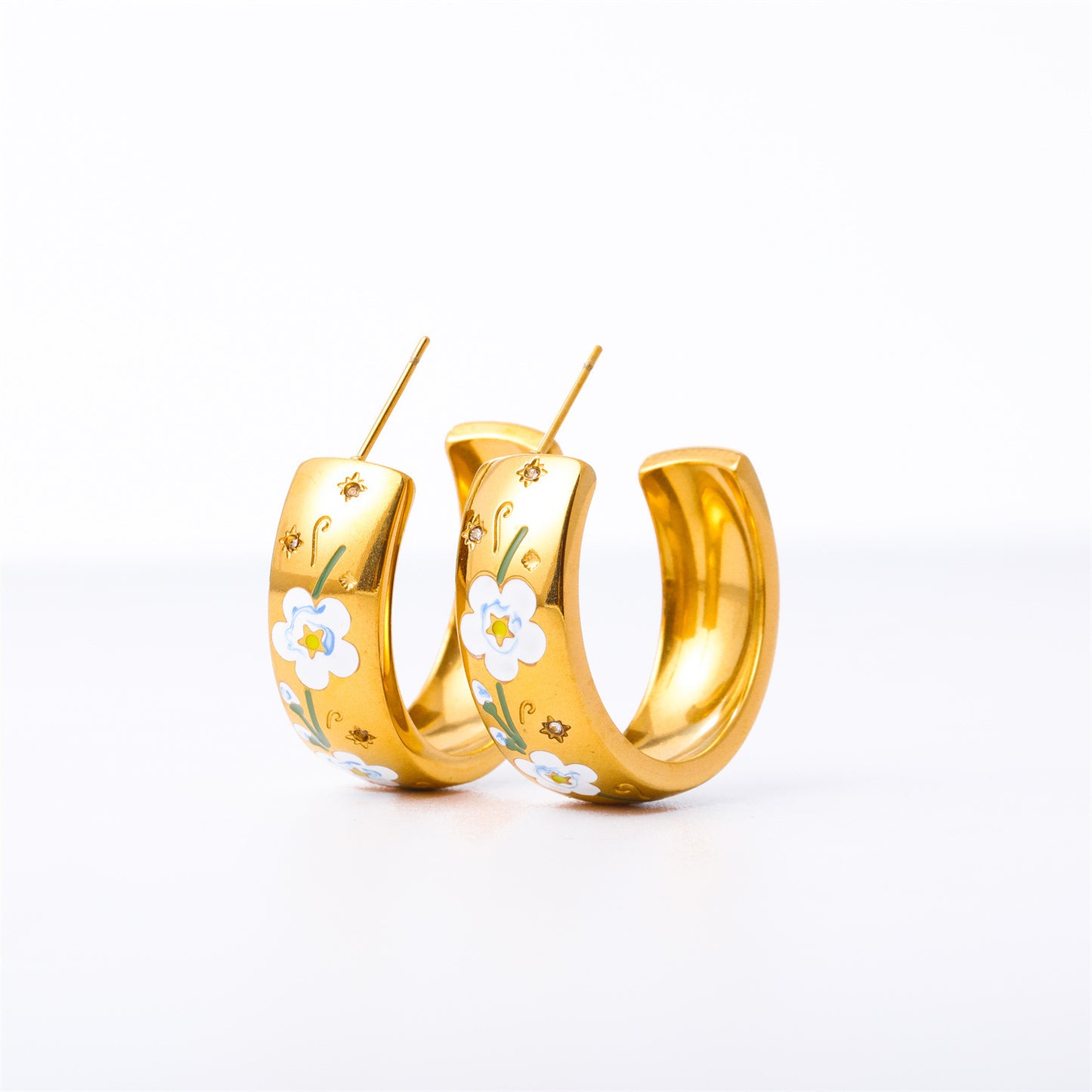 Painted Flower Flower Rose C- Shaped Earrings 0fc8dd96 f139 4872 b8e2 f909ff9e4ef3
