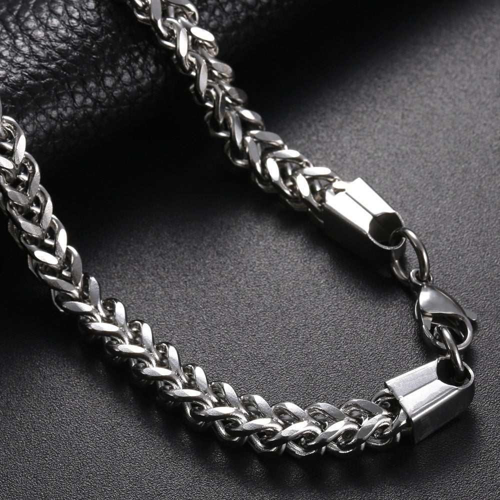 Men's Weaving Four-sided Grinding Chain European Hip Hop Square Titanium Steel Necklace Bracelet 0ff35a26 ebd8 4f7f 88c6 487d