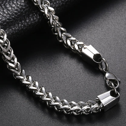 Men's Weaving Four-sided Grinding Chain European Hip Hop Square Titanium Steel Necklace Bracelet 0ff35a26 ebd8 4f7f 88c6 487d