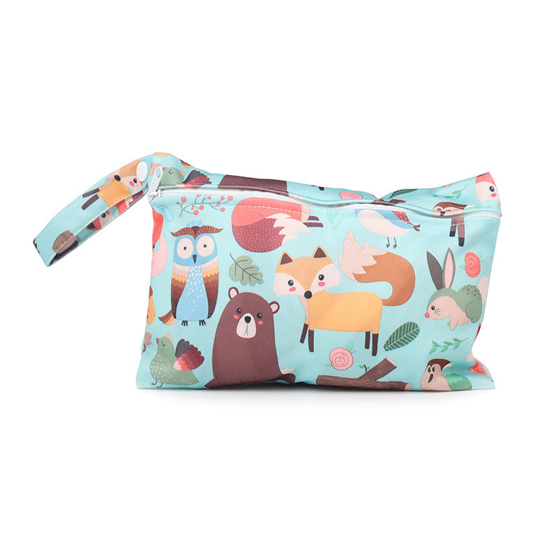 Cartoon printed single zipper small diaper storage bag 1004141210394