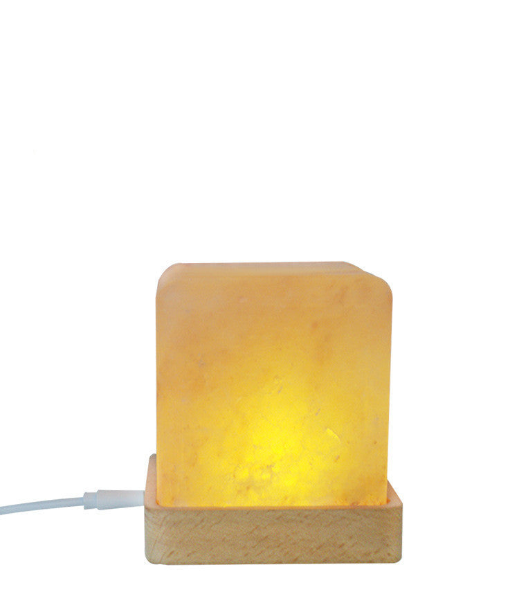led square wooden base crystal salt lamp 10056529286129
